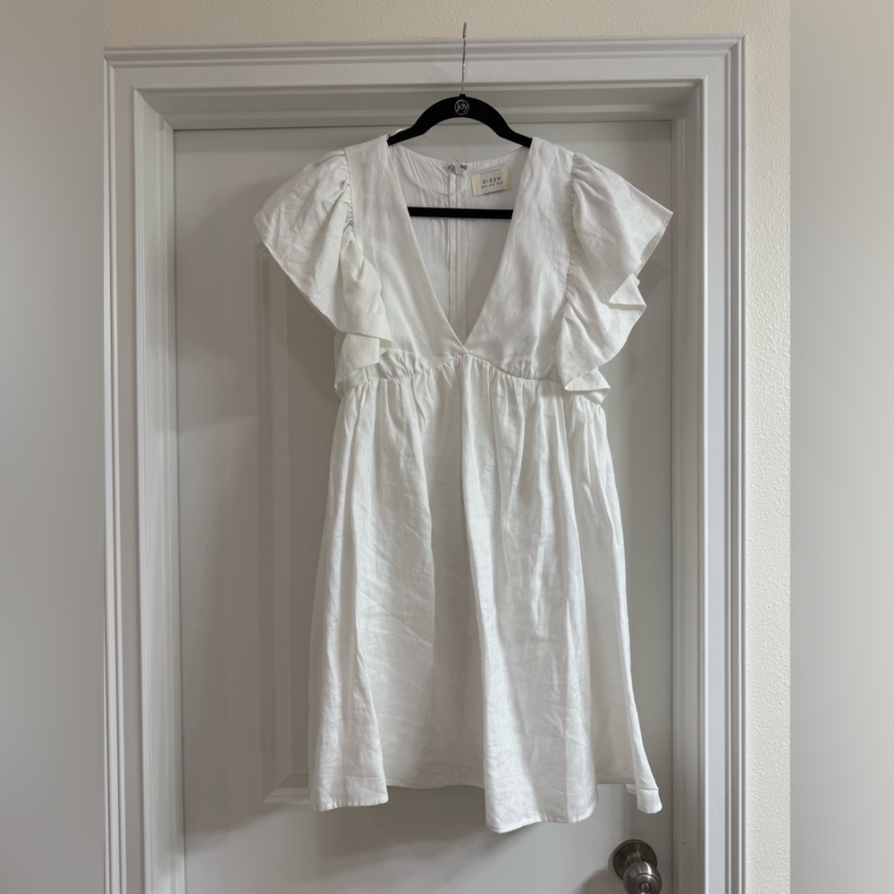 DISSH White Ruffle Sleeve Kids Dress